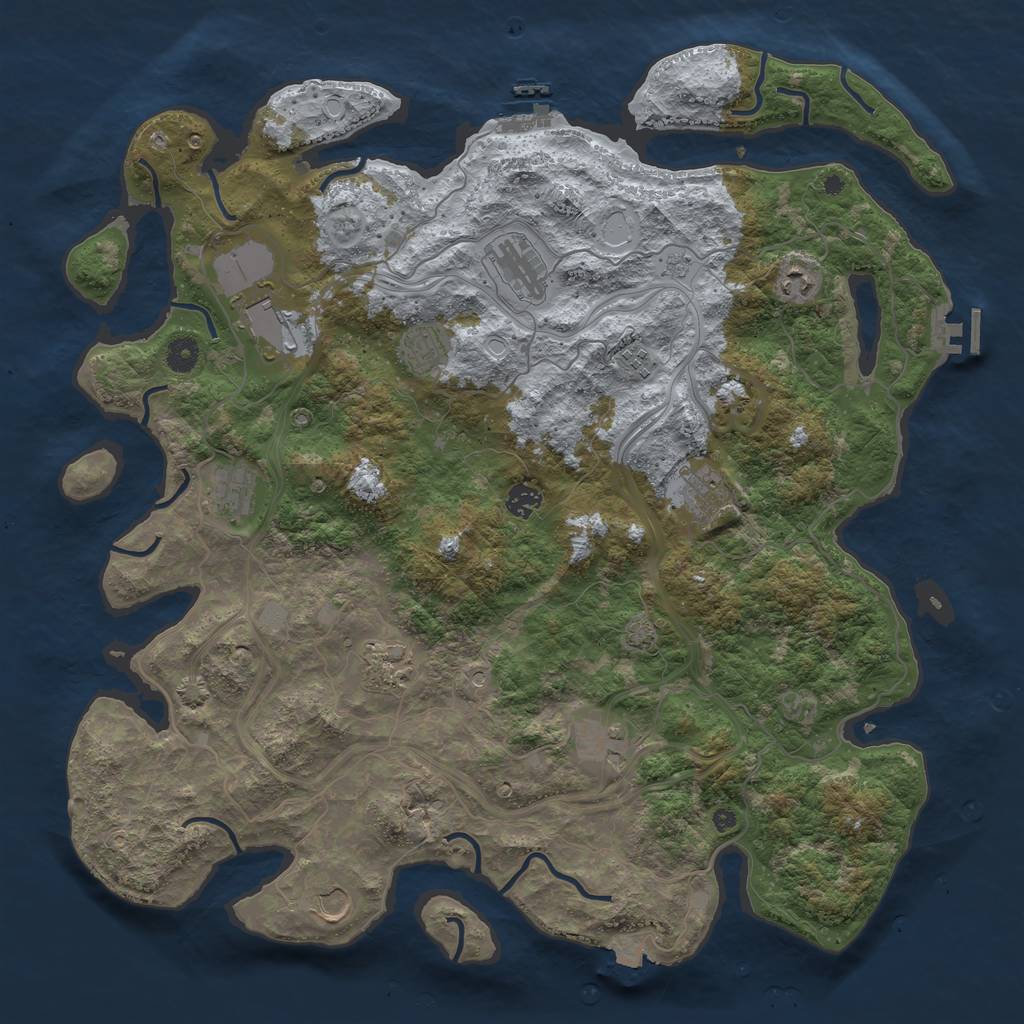 Rust Map: Procedural Map, Size: 4500, Seed: 38945734, 19 Monuments