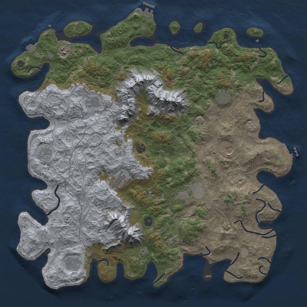 Rust Map: Procedural Map, Size: 5000, Seed: 9052024, 19 Monuments