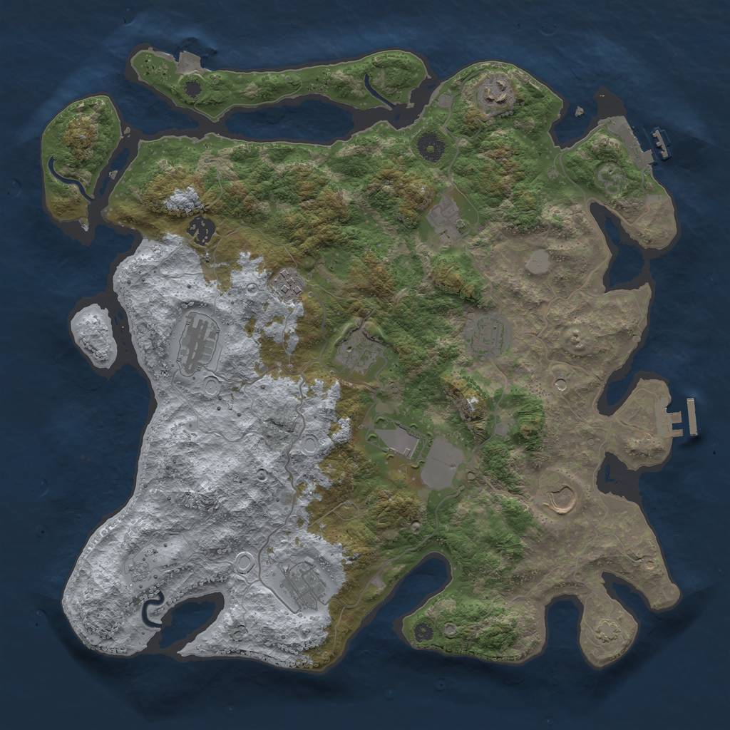 Rust Map: Procedural Map, Size: 3950, Seed: 45436113, 18 Monuments