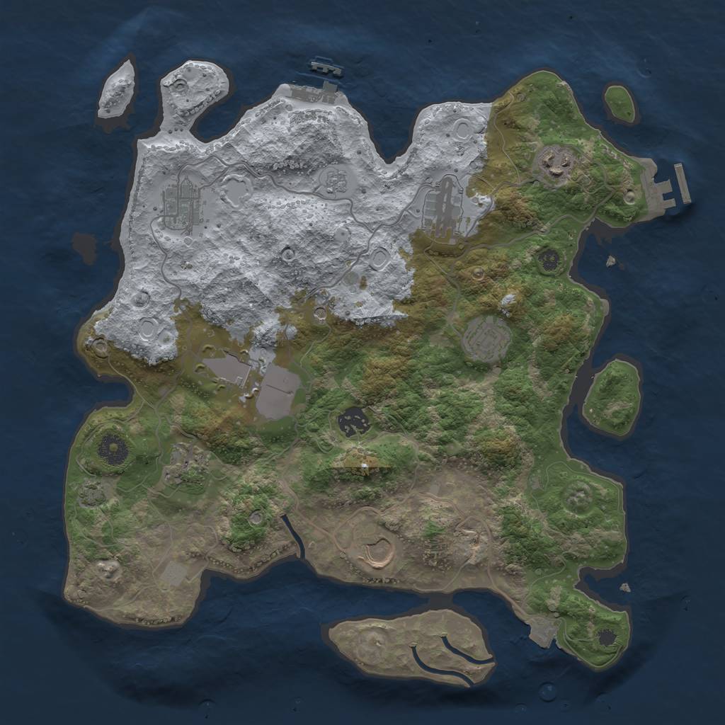 Rust Map: Procedural Map, Size: 3600, Seed: 990306, 16 Monuments