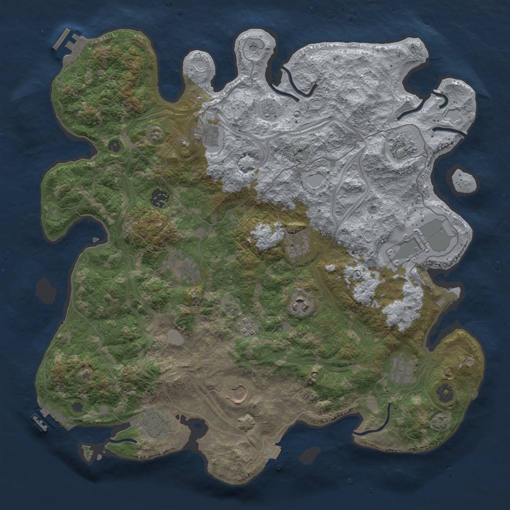 Rust Map: Procedural Map, Size: 4250, Seed: 1185833371, 19 Monuments