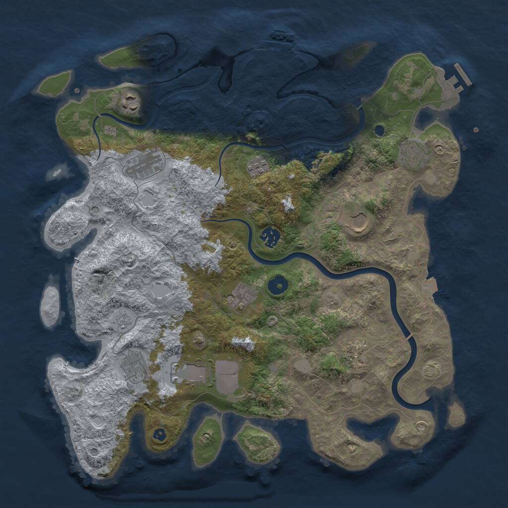 Rust Map: Procedural Map, Size: 3946, Seed: 6257040, 16 Monuments