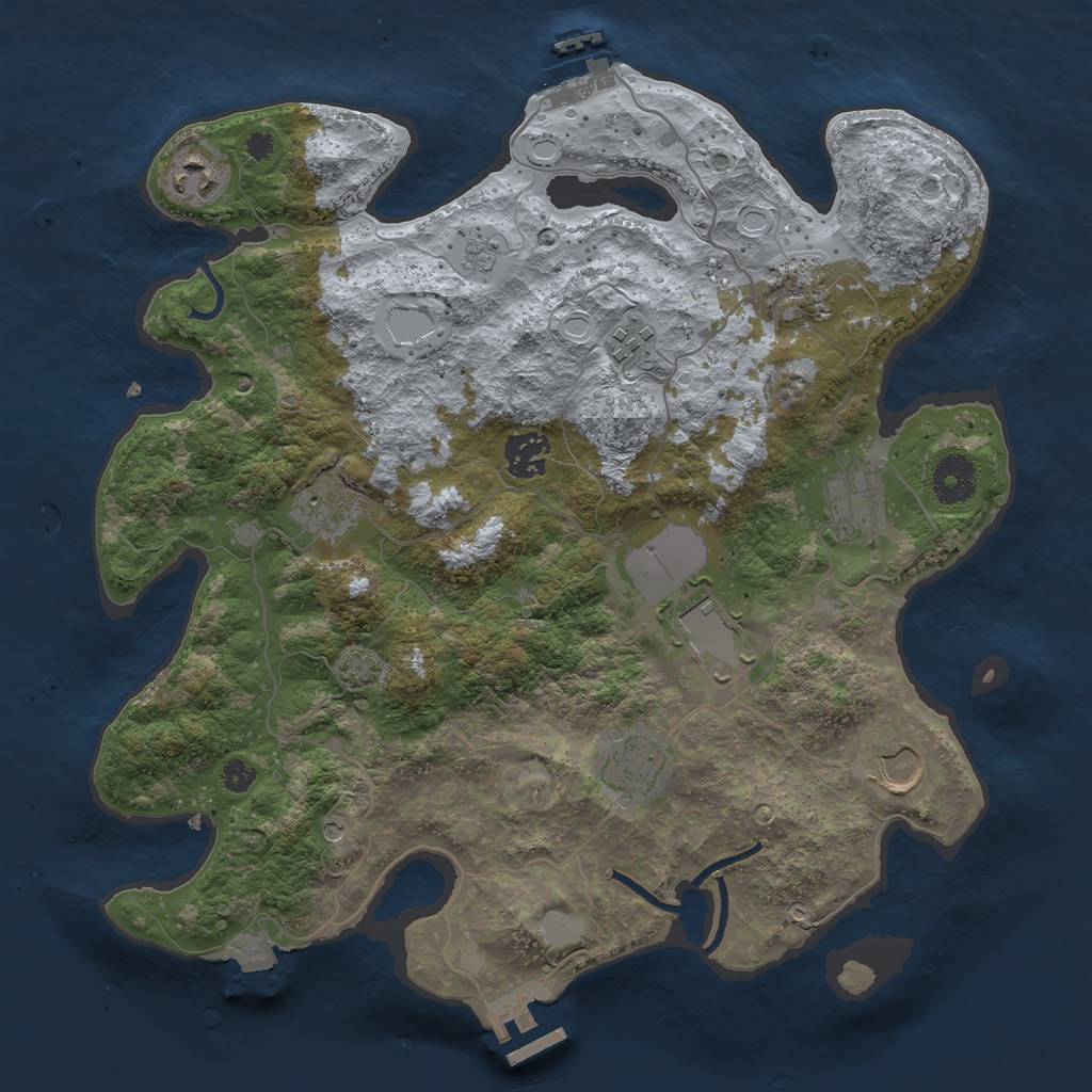 Rust Map: Procedural Map, Size: 3500, Seed: 1137232291, 17 Monuments