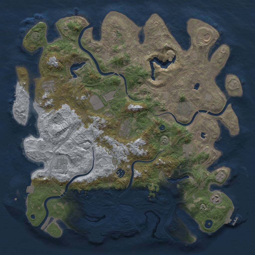 Rust Map: Procedural Map, Size: 4500, Seed: 726749107, 17 Monuments