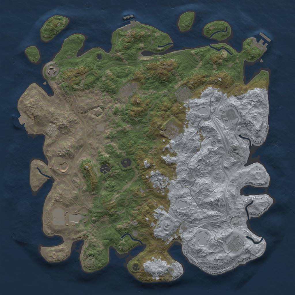 Rust Map: Procedural Map, Size: 4500, Seed: 2458099, 19 Monuments