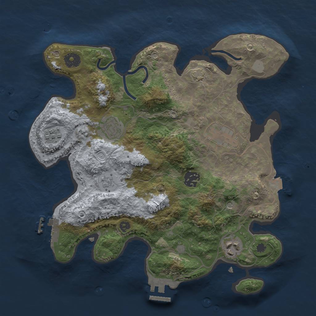 Rust Map: Procedural Map, Size: 3000, Seed: 680269945, 13 Monuments