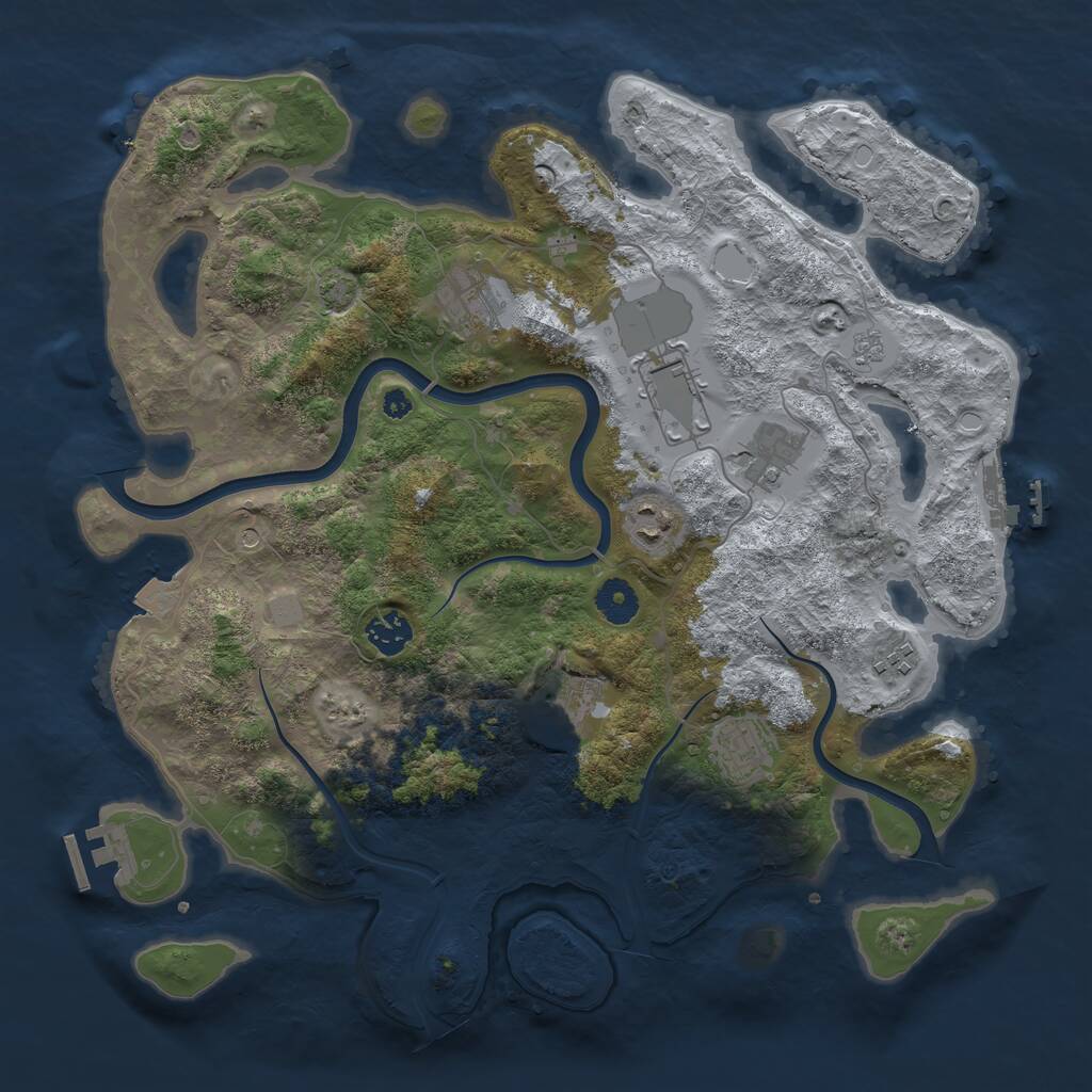 Rust Map: Procedural Map, Size: 3800, Seed: 654093369, 14 Monuments