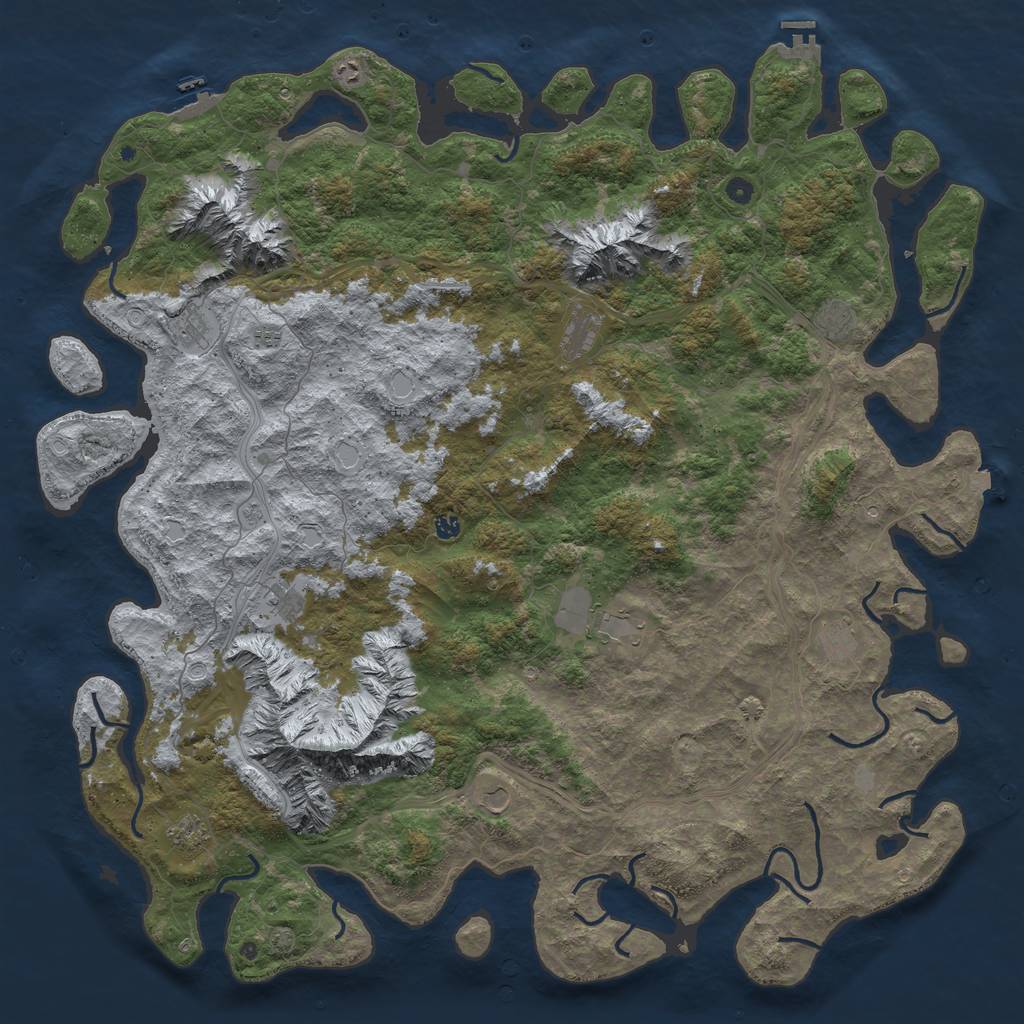 Rust Map: Procedural Map, Size: 6000, Seed: 398428850, 19 Monuments