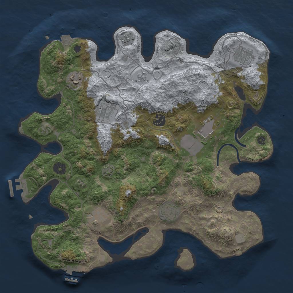 Rust Map: Procedural Map, Size: 3500, Seed: 229481430, 15 Monuments