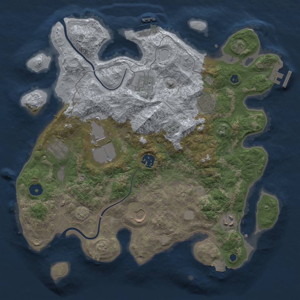 Rust Map: Procedural Map, Size: 3500, Seed: 802206697, 13 Monuments