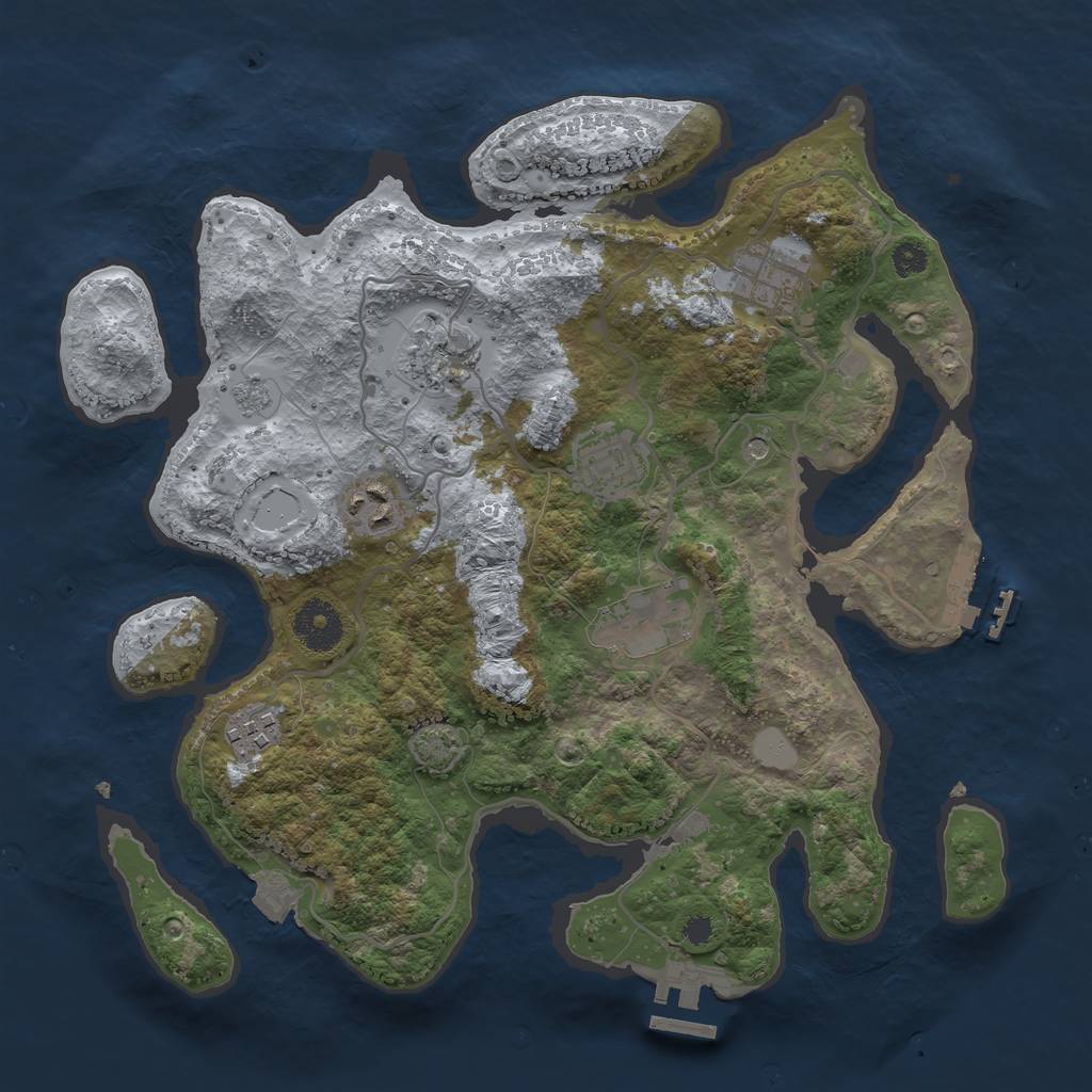 Rust Map: Procedural Map, Size: 3300, Seed: 2115406558, 14 Monuments