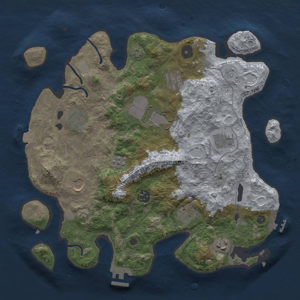 Rust Map: Procedural Map, Size: 3500, Seed: 1889304475, 17 Monuments