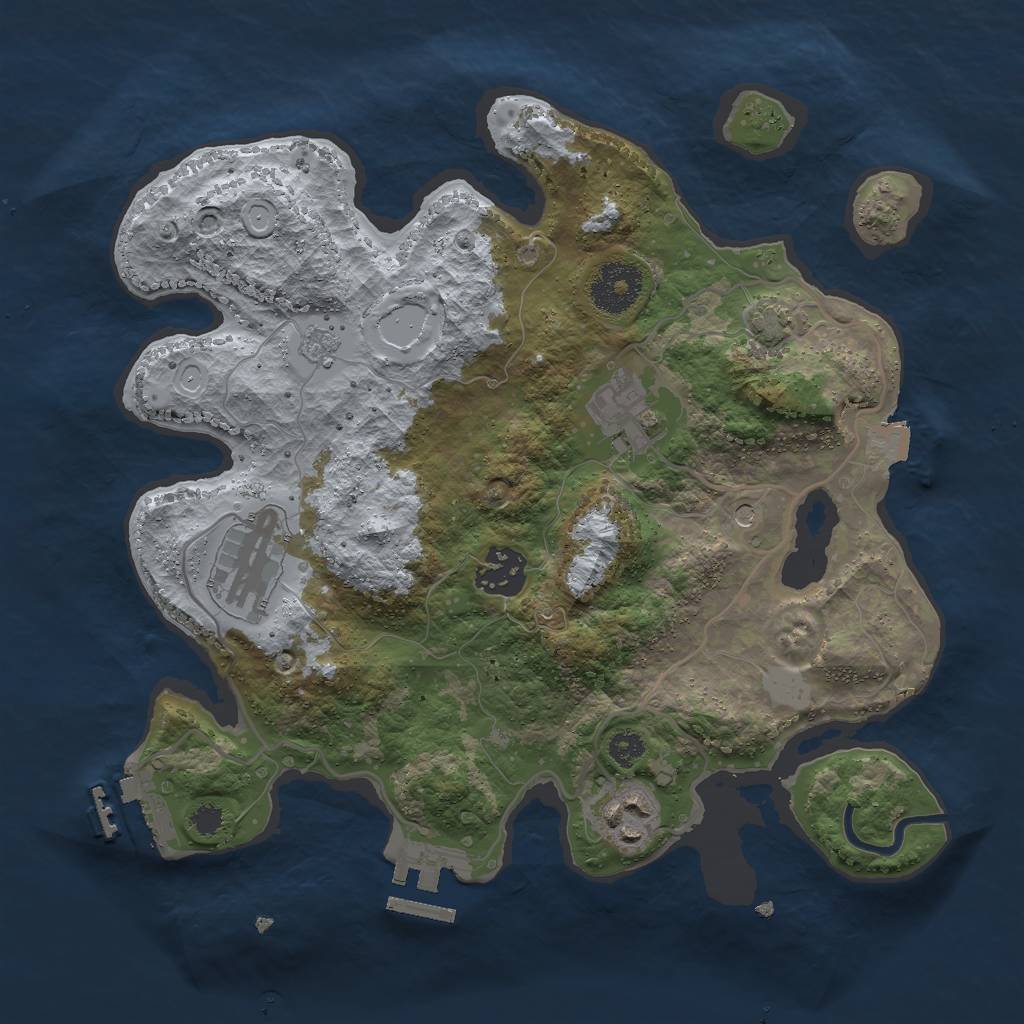 Rust Map: Procedural Map, Size: 3000, Seed: 1327164470, 12 Monuments