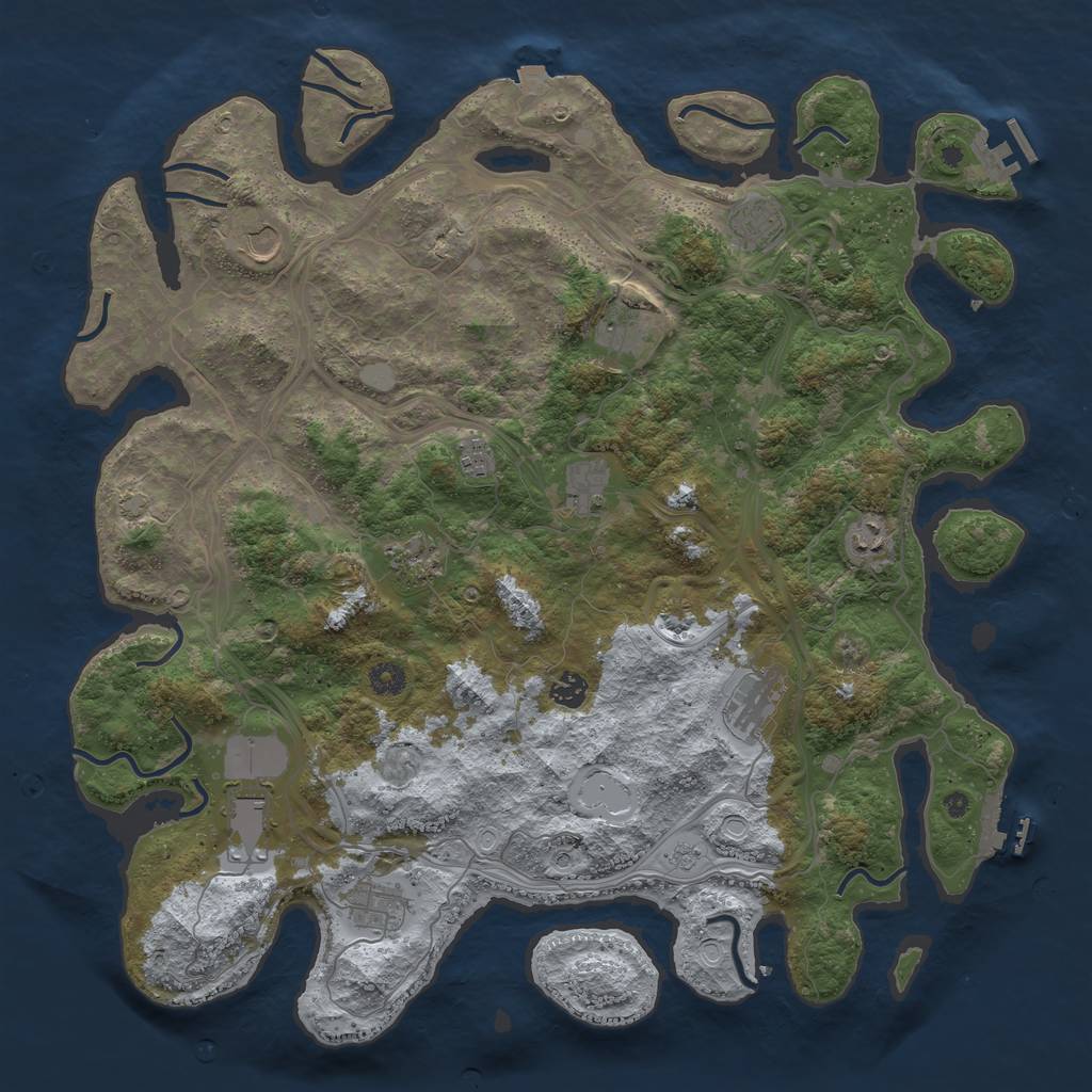 Rust Map: Procedural Map, Size: 4500, Seed: 2121585613, 19 Monuments