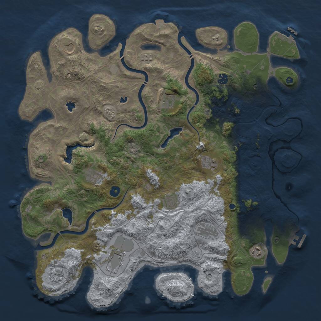 Rust Map: Procedural Map, Size: 4500, Seed: 2121585613, 17 Monuments