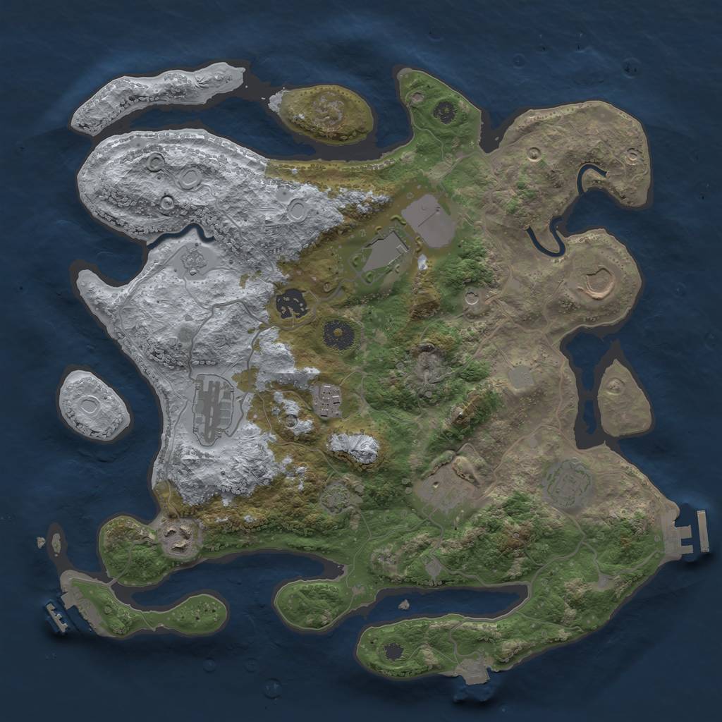 Rust Map: Procedural Map, Size: 3500, Seed: 212080543, 16 Monuments