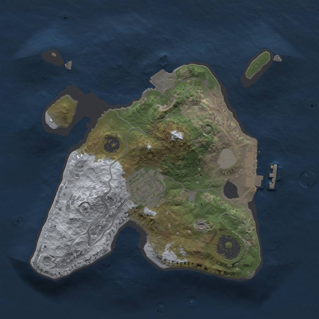 Rust Map: Procedural Map, Size: 2000, Seed: 1817029388, 5 Monuments