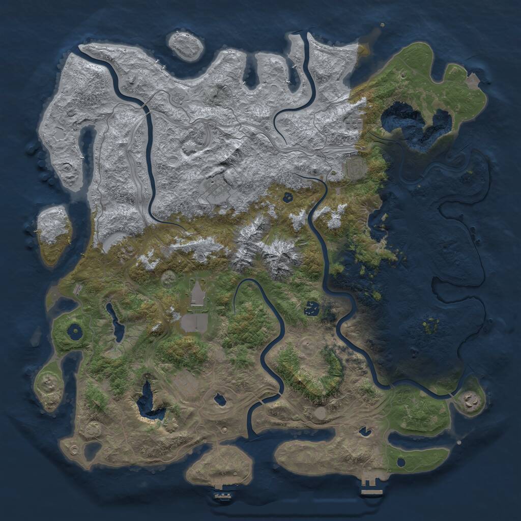 Rust Map: Procedural Map, Size: 5000, Seed: 690776193, 14 Monuments