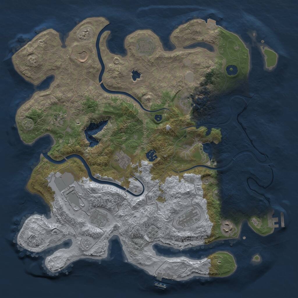 Rust Map: Procedural Map, Size: 4000, Seed: 1237935736, 17 Monuments