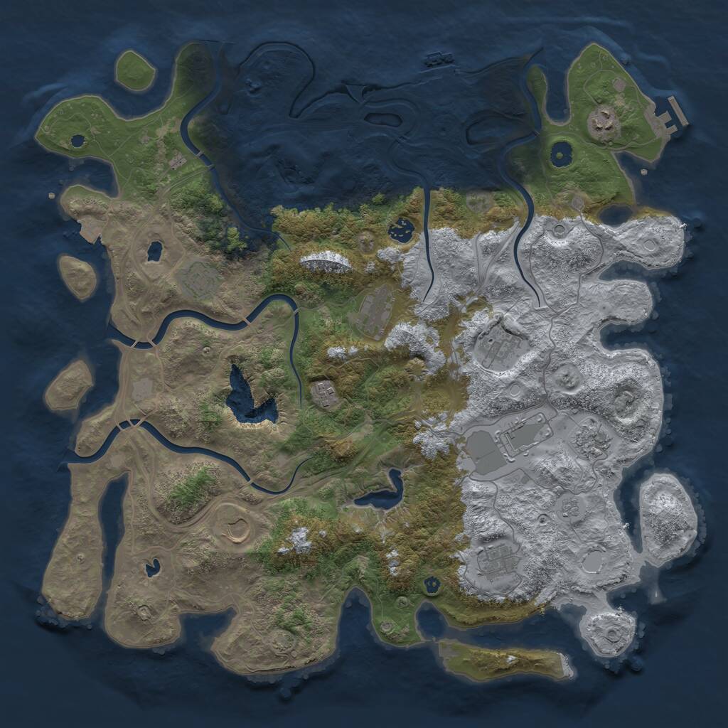 Rust Map: Procedural Map, Size: 4500, Seed: 1382129230, 16 Monuments
