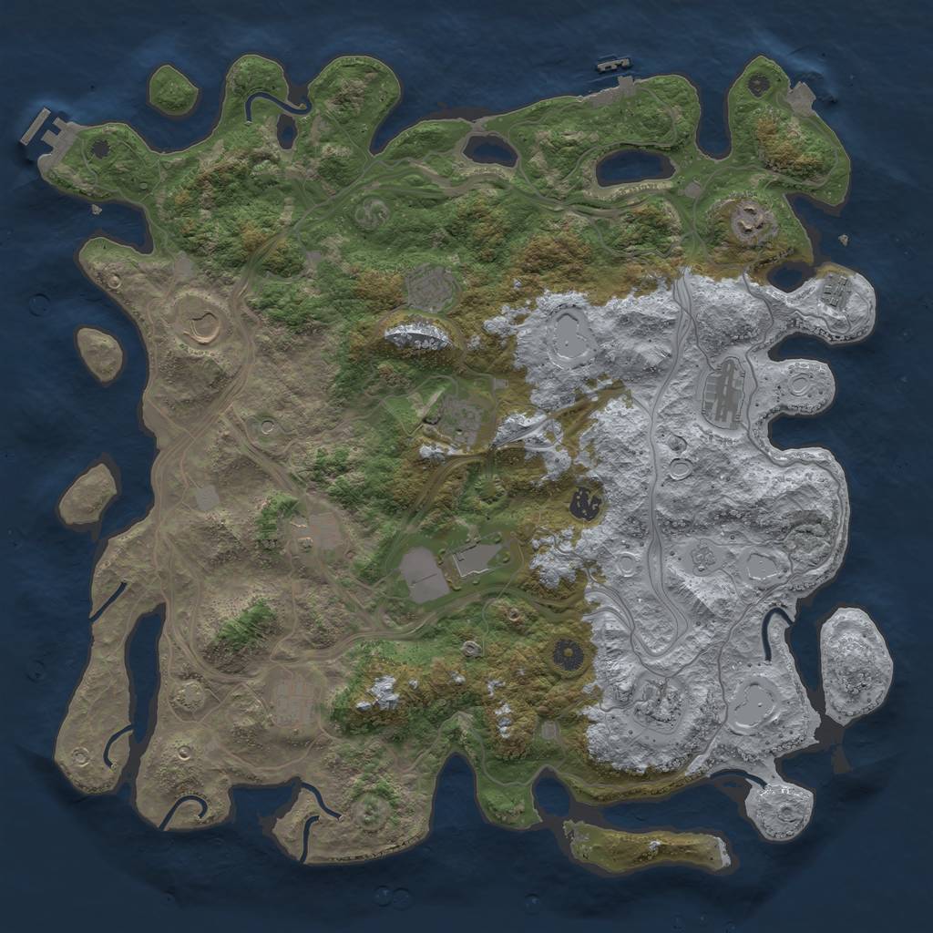 Rust Map: Procedural Map, Size: 4500, Seed: 1382129230, 19 Monuments