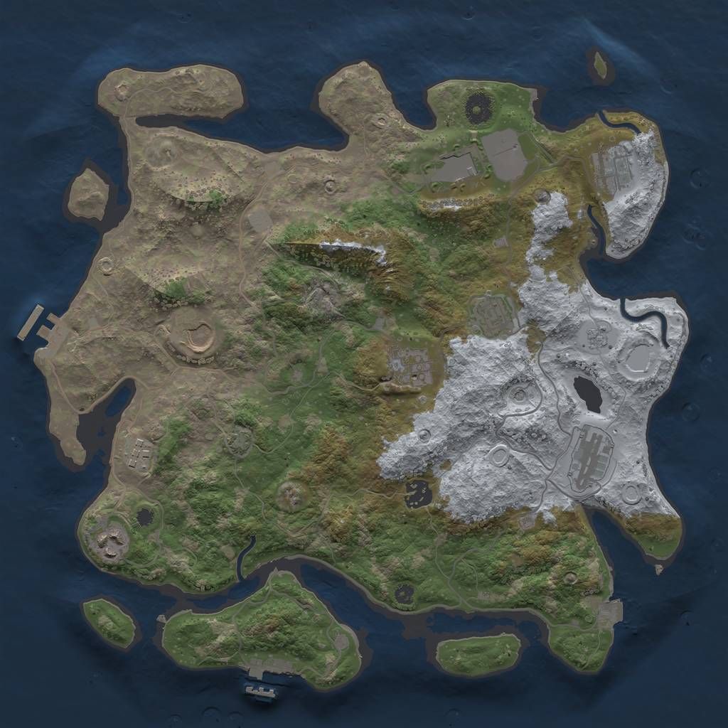 Rust Map: Procedural Map, Size: 3750, Seed: 581258737, 17 Monuments