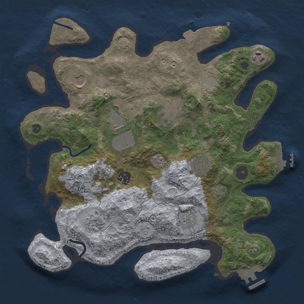 Rust Map: Procedural Map, Size: 3500, Seed: 507337978, 17 Monuments