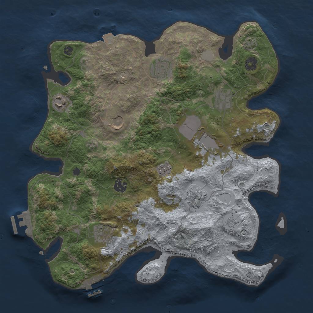 Rust Map: Procedural Map, Size: 3500, Seed: 759180591, 17 Monuments