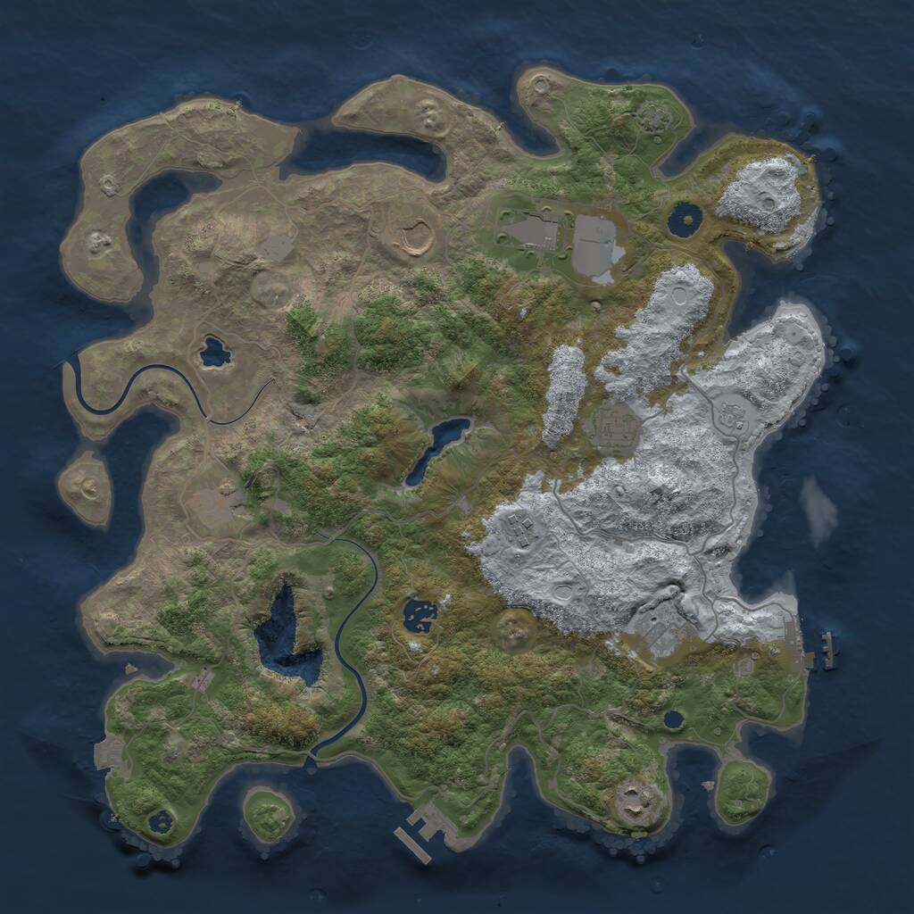 Rust Map: Procedural Map, Size: 4000, Seed: 41234242, 13 Monuments