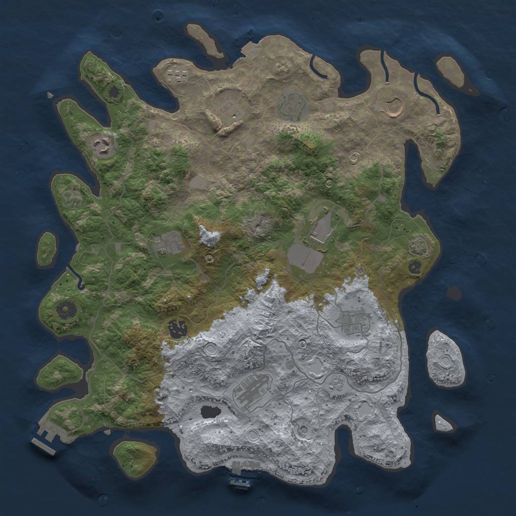 Rust Map: Procedural Map, Size: 4000, Seed: 214325314, 18 Monuments