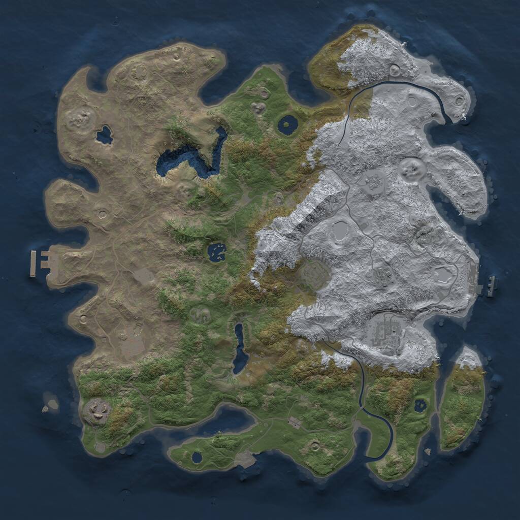 Rust Map: Procedural Map, Size: 4000, Seed: 1160806737, 12 Monuments