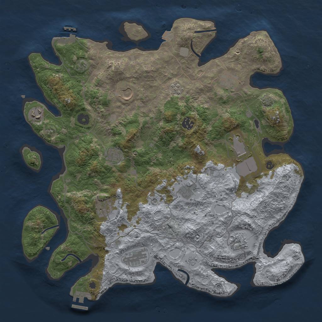 Rust Map: Procedural Map, Size: 4000, Seed: 1805153146, 19 Monuments