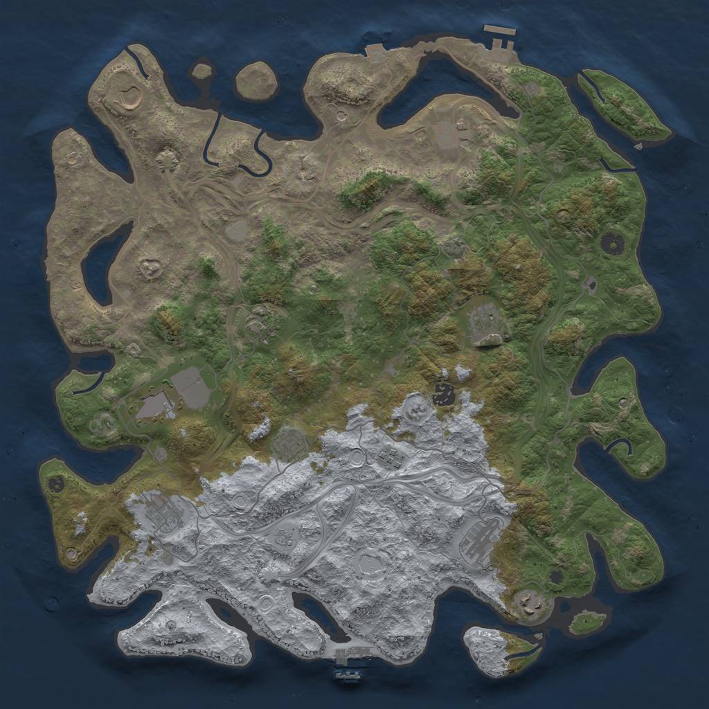 Rust Map: Procedural Map, Size: 4500, Seed: 24323, 19 Monuments