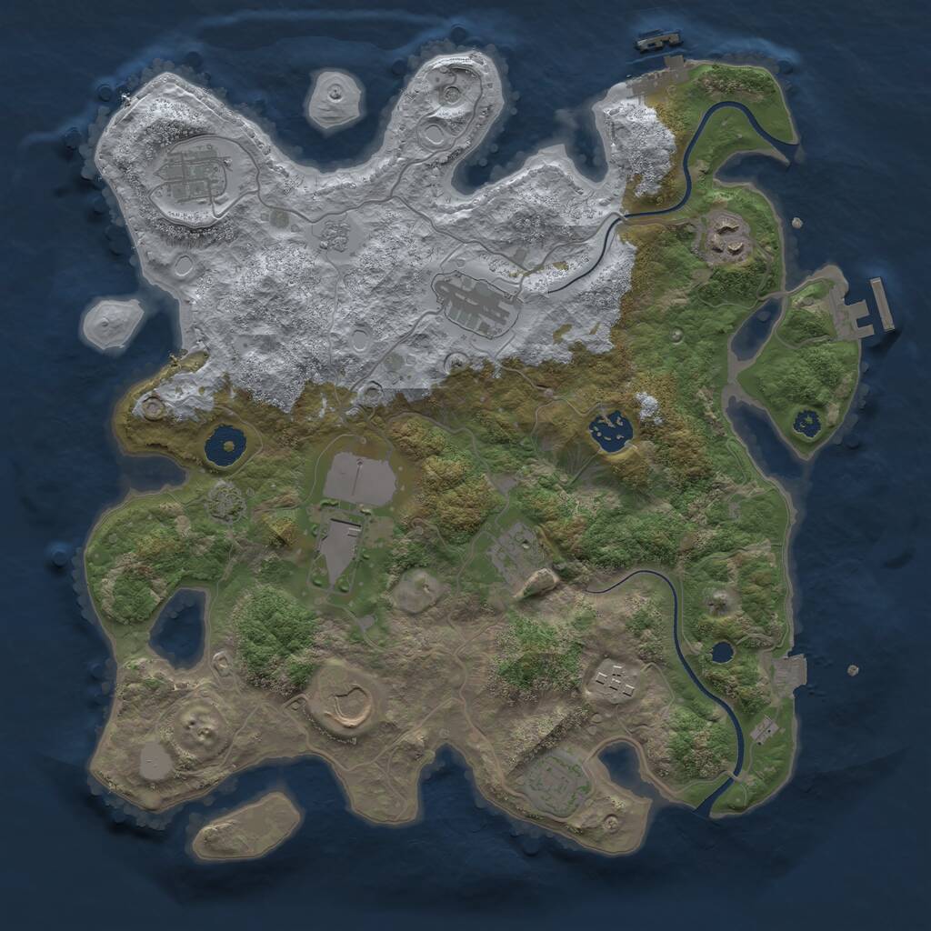 Rust Map: Procedural Map, Size: 3500, Seed: 2026403384, 15 Monuments