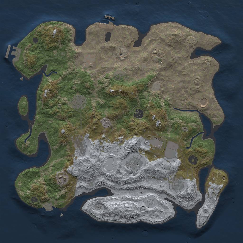 Rust Map: Procedural Map, Size: 3800, Seed: 1556, 19 Monuments