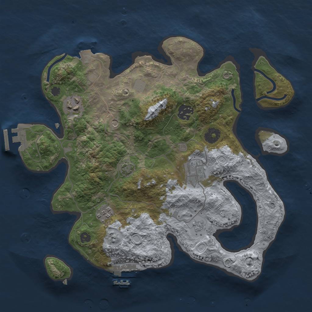 Rust Map: Procedural Map, Size: 3000, Seed: 1401017436, 12 Monuments