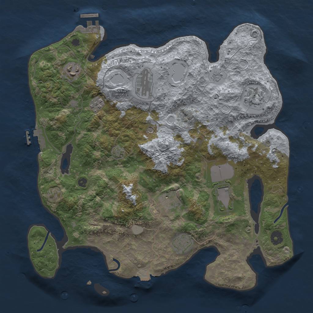 Rust Map: Procedural Map, Size: 3500, Seed: 262833962, 15 Monuments