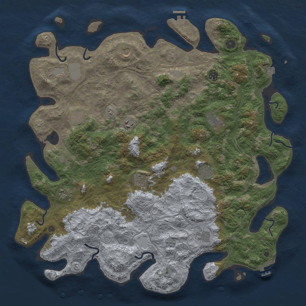 Rust Map: Procedural Map, Size: 4900, Seed: 4280, 19 Monuments