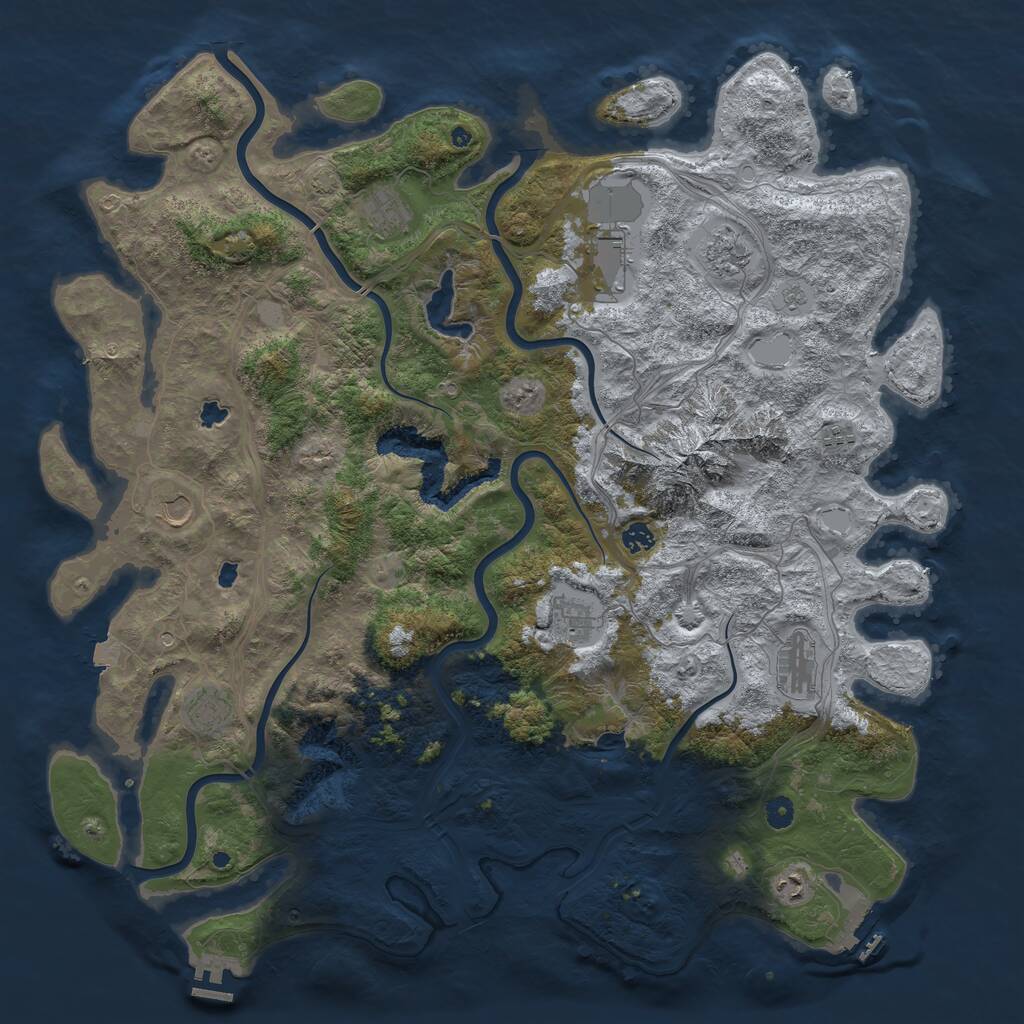 Rust Map: Procedural Map, Size: 5000, Seed: 1250, 16 Monuments