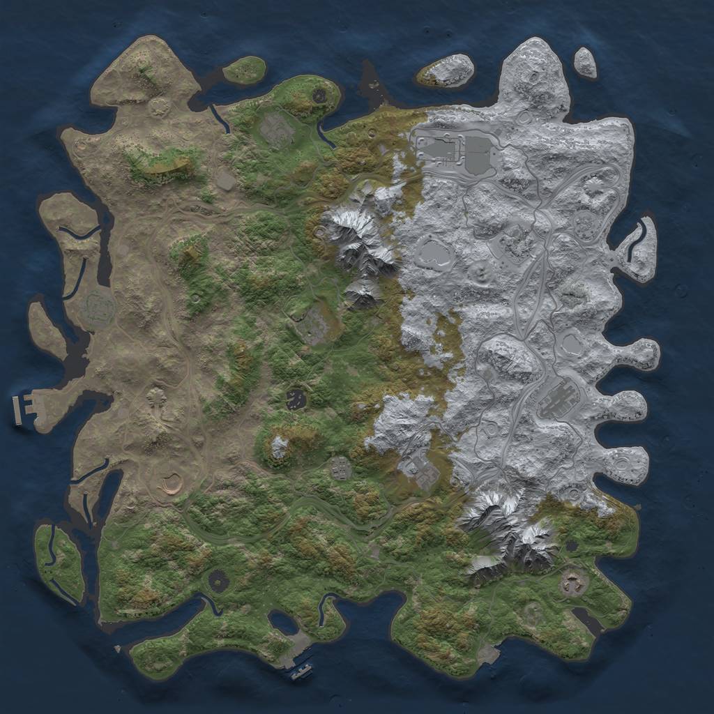 Rust Map: Procedural Map, Size: 5000, Seed: 1250, 19 Monuments