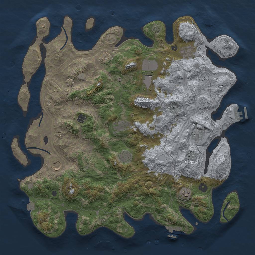 Rust Map: Procedural Map, Size: 4300, Seed: 5297587, 18 Monuments