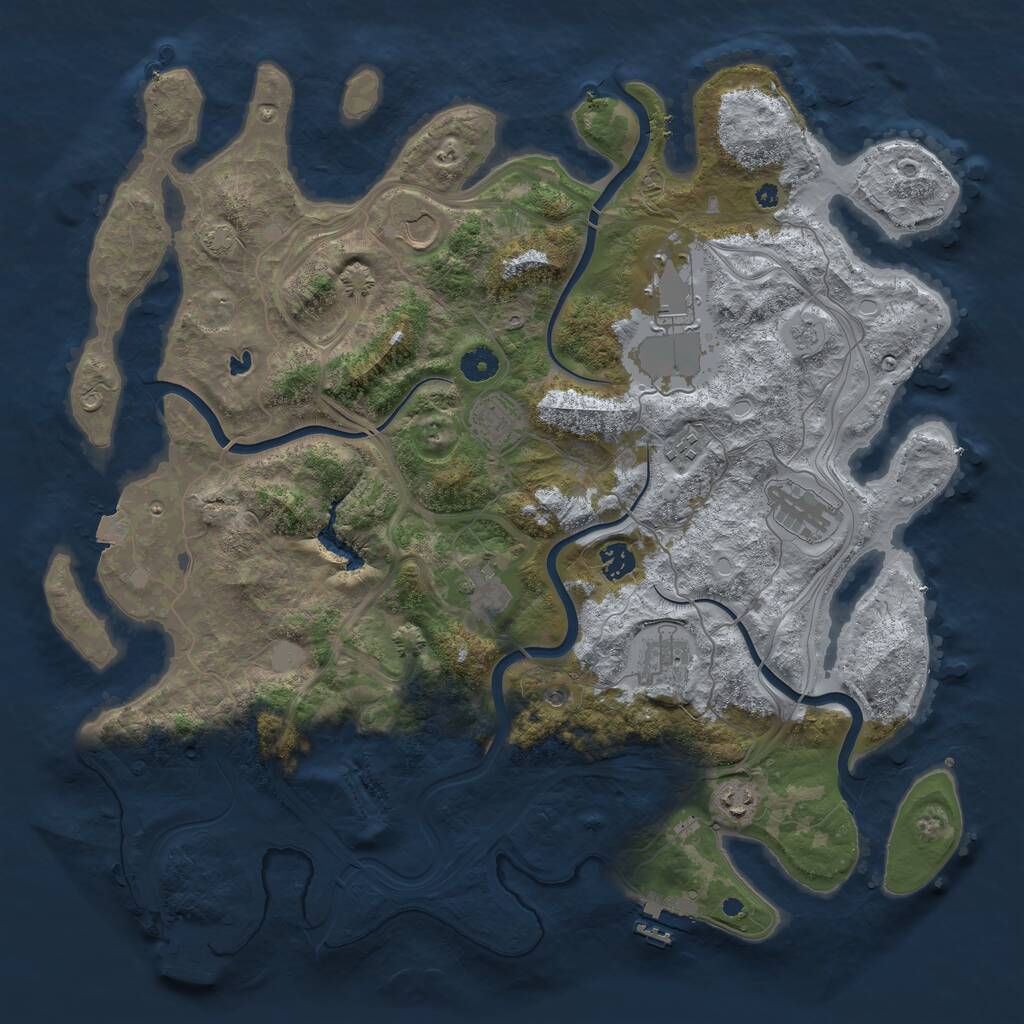 Rust Map: Procedural Map, Size: 4300, Seed: 5297587, 15 Monuments