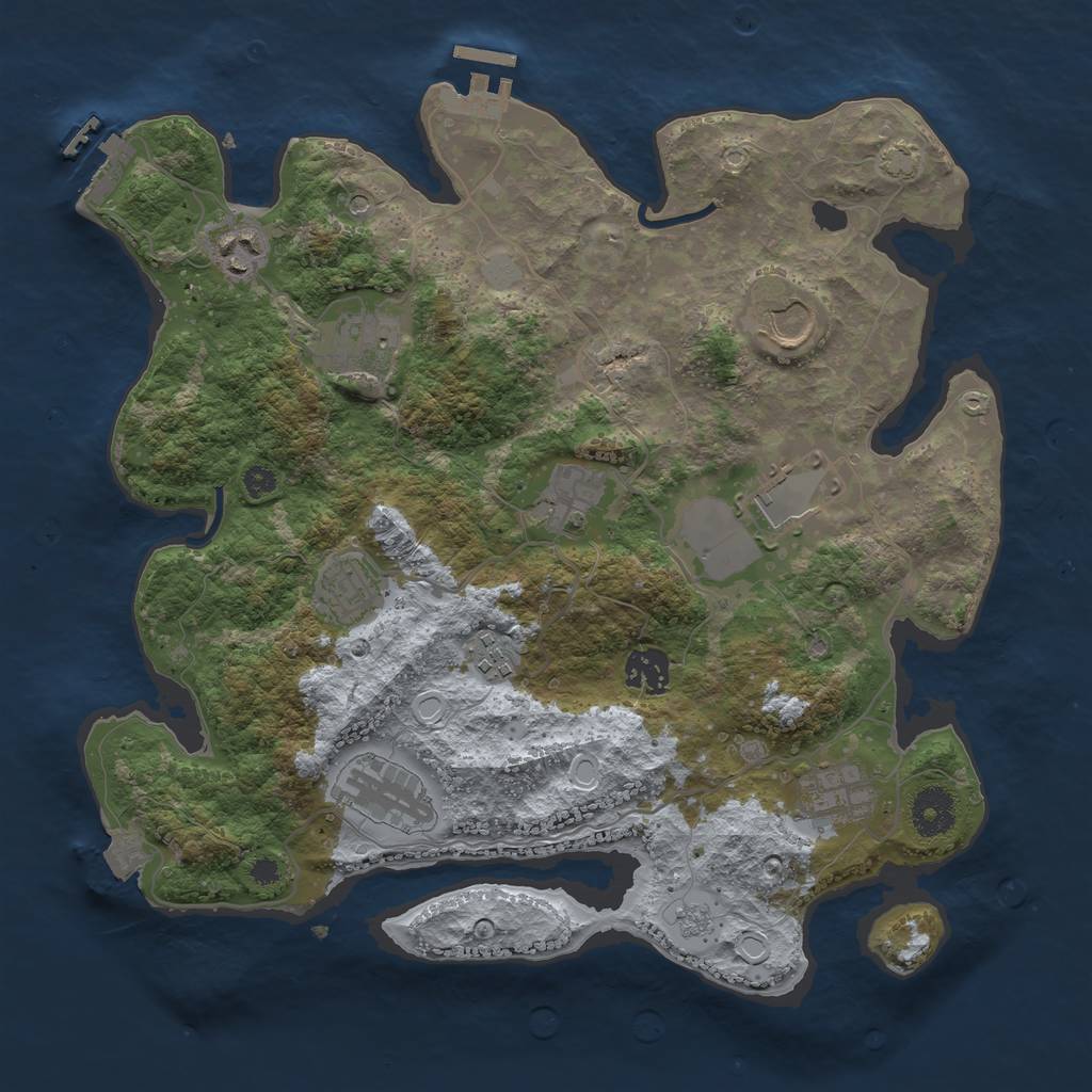 Rust Map: Procedural Map, Size: 3500, Seed: 512667, 18 Monuments