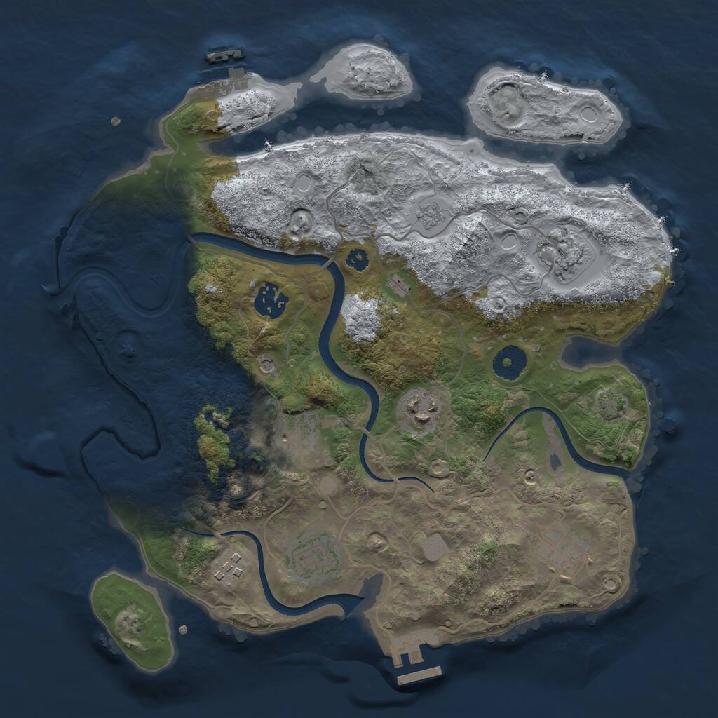 Rust Map: Procedural Map, Size: 3250, Seed: 178995447, 13 Monuments