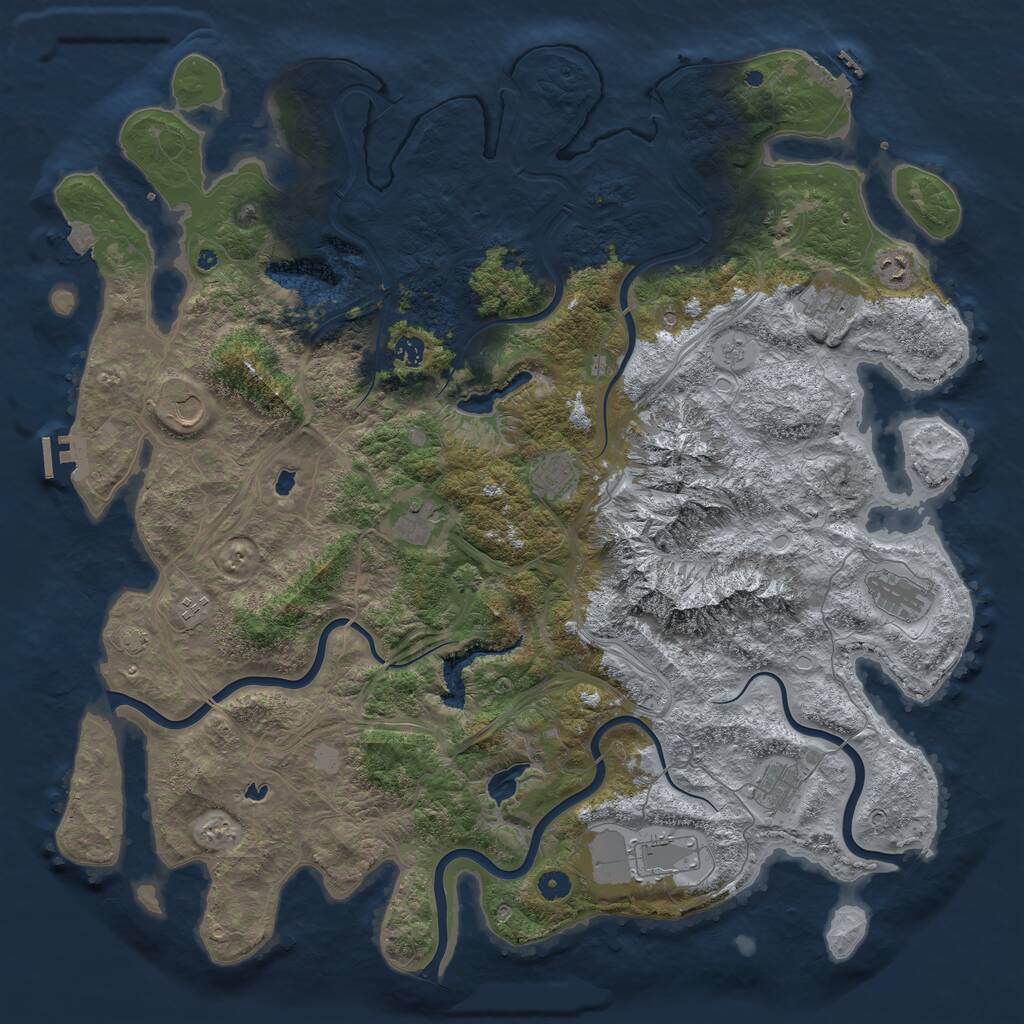 Rust Map: Procedural Map, Size: 5000, Seed: 71070707, 16 Monuments