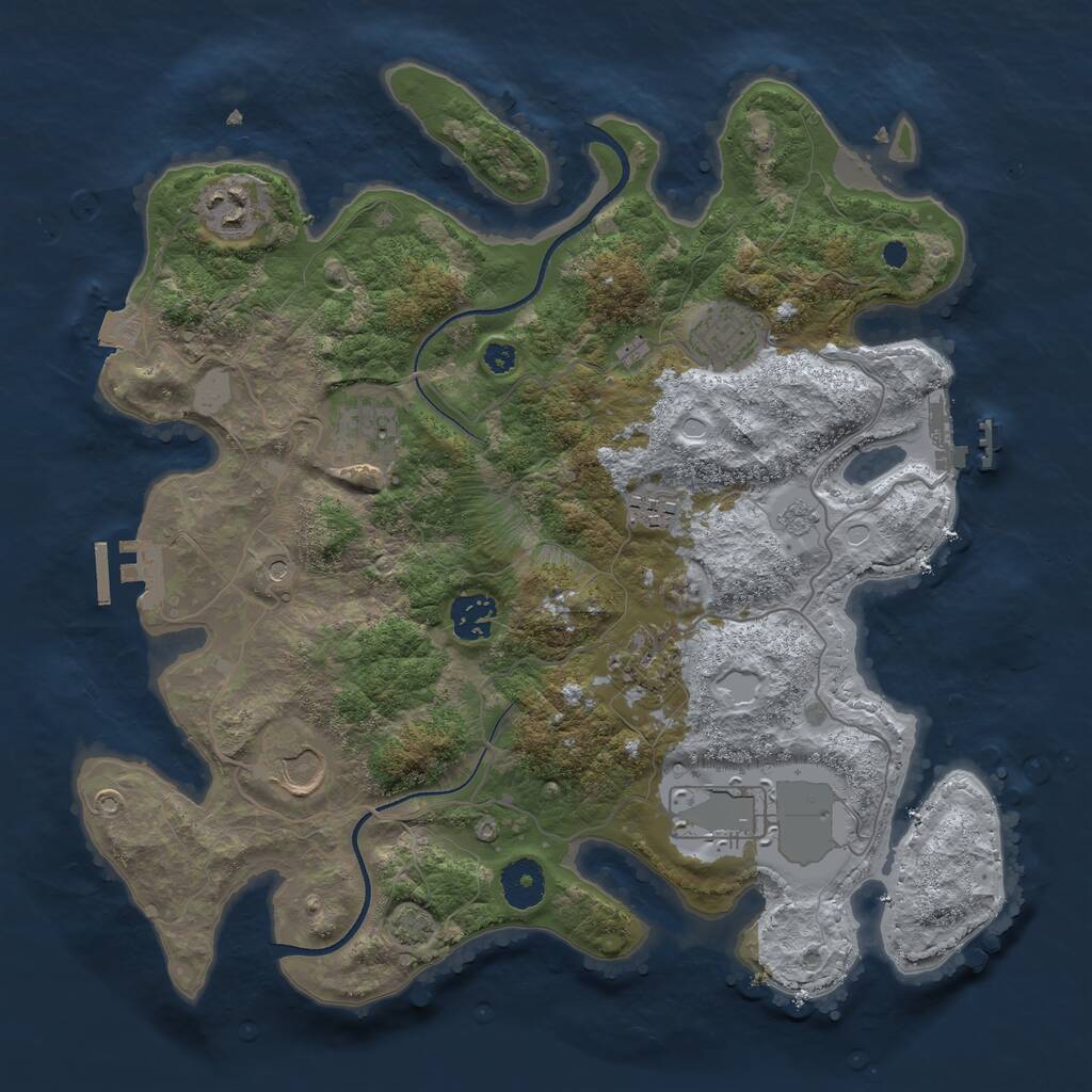 Rust Map: Procedural Map, Size: 3500, Seed: 1176234635, 14 Monuments