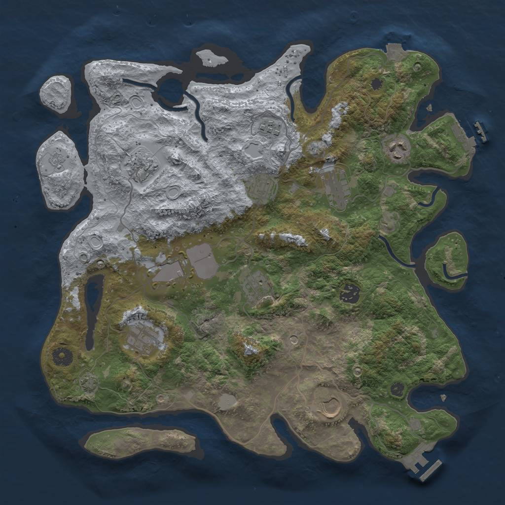 Rust Map: Procedural Map, Size: 3750, Seed: 422071, 18 Monuments