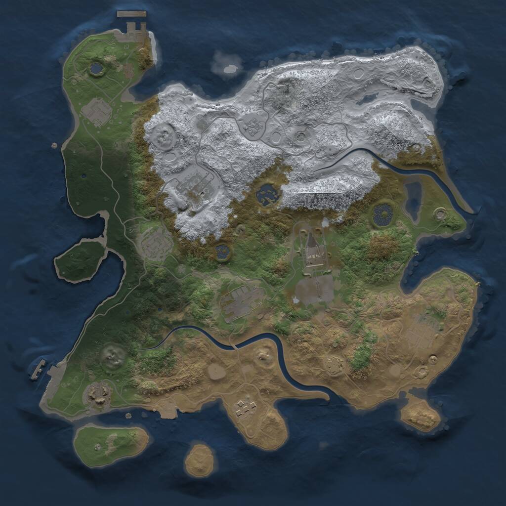 Rust Map: Procedural Map, Size: 3500, Seed: 92787458, 14 Monuments