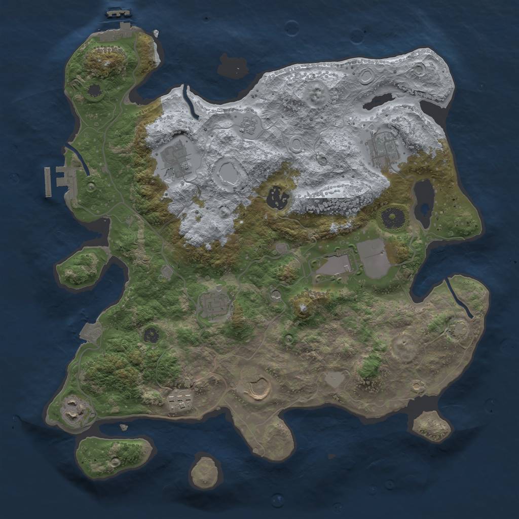 Rust Map: Procedural Map, Size: 3500, Seed: 92787458, 16 Monuments