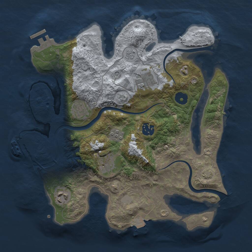 Rust Map: Procedural Map, Size: 3000, Seed: 9117734, 12 Monuments